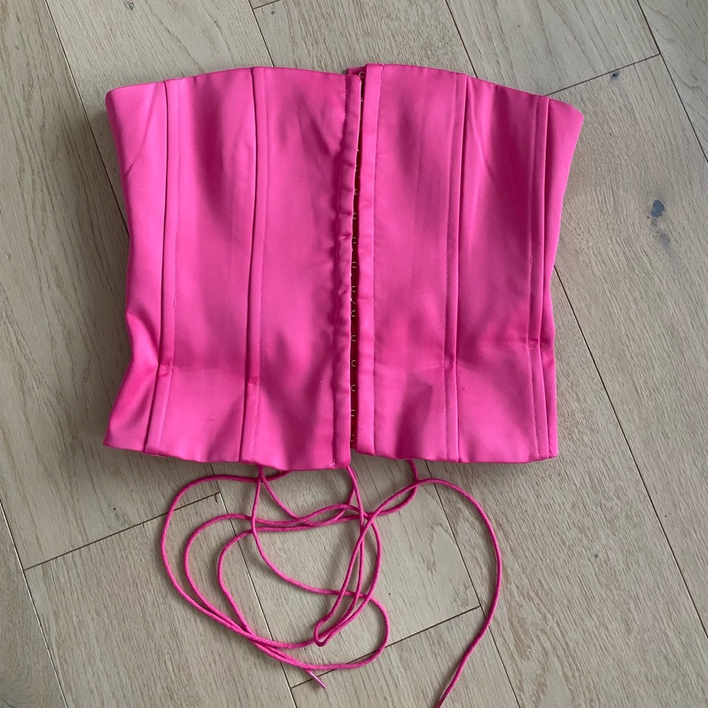 Danielle Guizio Pink Satin Corset